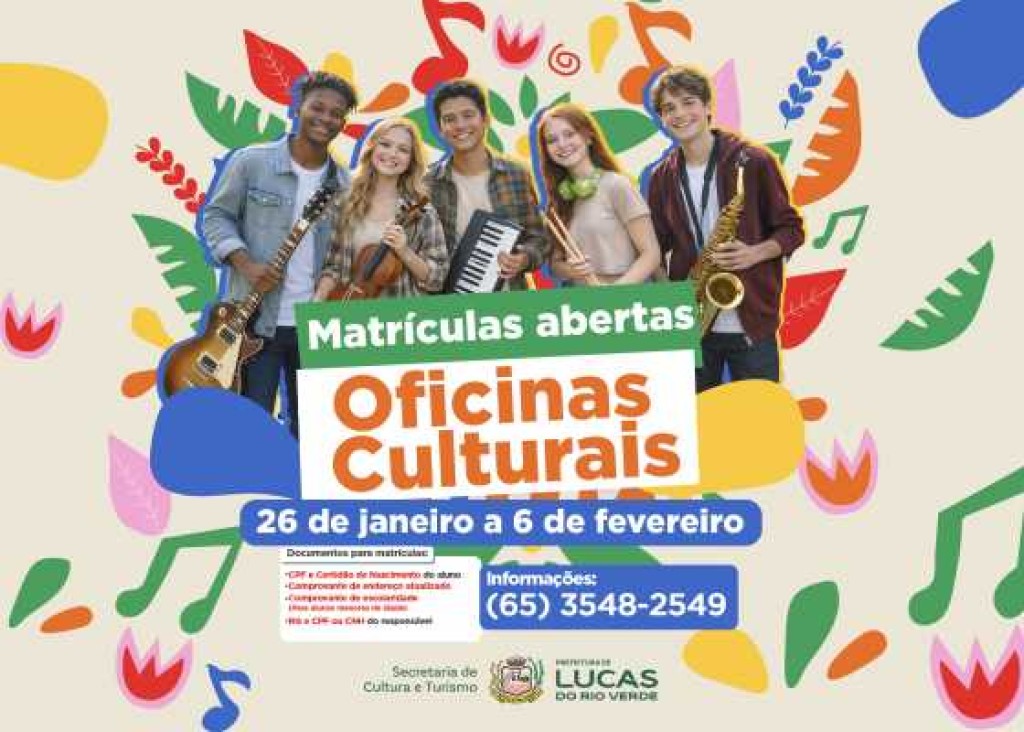 Matrículas Abertas: Oficinas Culturais 2026 em Lucas do Rio Verde Atraem Crianças e Jovens para Diversas Modalidades Artísticas
