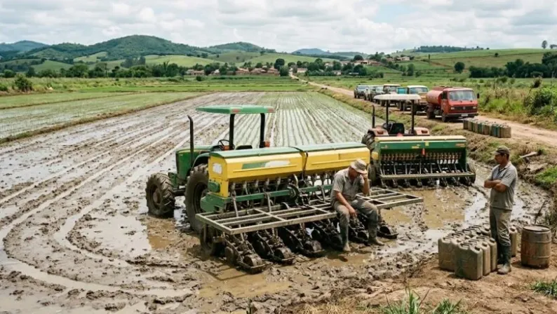 Falta de diesel paralisa plantio de arroz em Pedras Altas (RS); setor descarta atraso generalizado