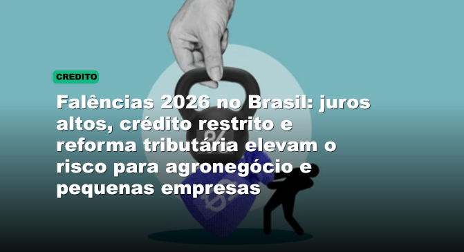 Falências 2026 no Brasil: juros altos, crédito restrito e reforma tributária elevam o risco para agronegócio e pequenas empresas