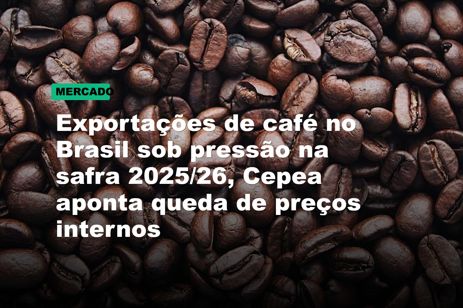 Exportações de café no Brasil sob pressão na safra 2025/26, Cepea aponta queda de preços internos