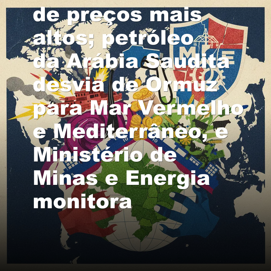 Navios com diesel desviam rota para o Brasil em busca de preços mais altos; petróleo da Arábia Saudita desvia de Ormuz para Mar Vermelho e Mediterrâneo, e Ministério de Minas e Energia monitora