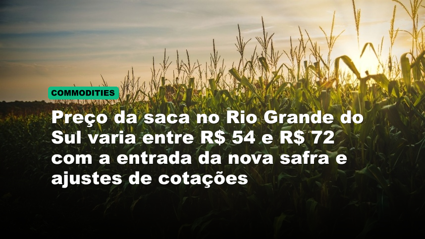 Preço da saca no Rio Grande do Sul varia entre R$ 54 e R$ 72 com a entrada da nova safra e ajustes de cotações