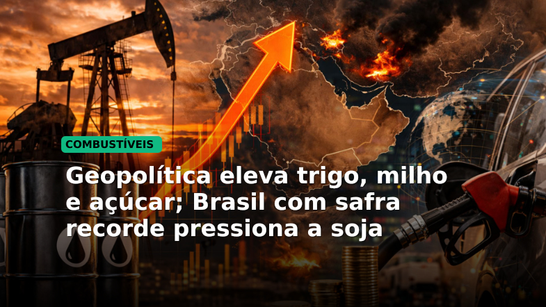 Geopolítica eleva trigo, milho e açúcar; Brasil com safra recorde pressiona a soja