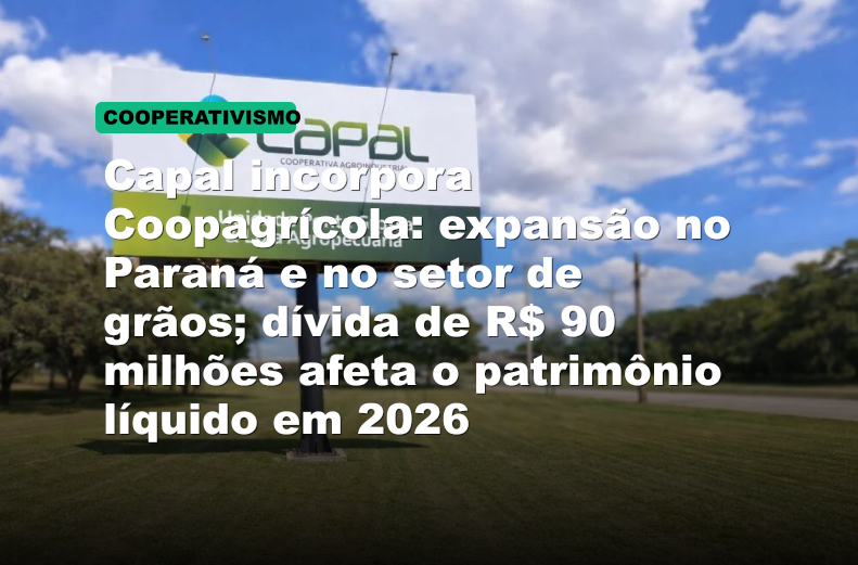 Capal incorpora Coopagrícola: expansão no Paraná e no setor de grãos; dívida de R$ 90 milhões afeta o patrimônio líquido em 2026
