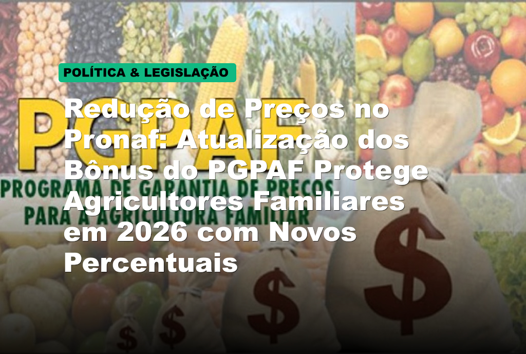 Redução de Preços no Pronaf: Atualização dos Bônus do PGPAF Protege Agricultores Familiares em 2026 com Novos Percentuais