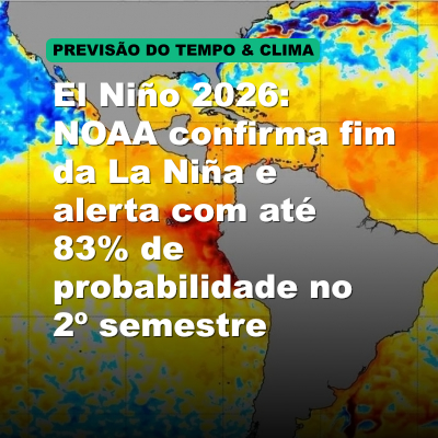 El Niño 2026: NOAA confirma fim da La Niña e alerta com até 83% de probabilidade no 2º semestre