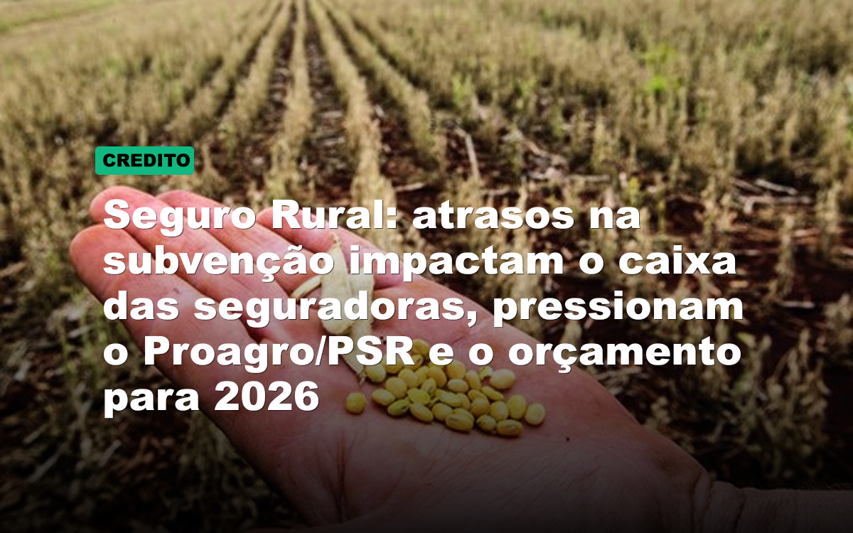 Seguro Rural: atrasos na subvenção impactam o caixa das seguradoras, pressionam o Proagro/PSR e o orçamento para 2026