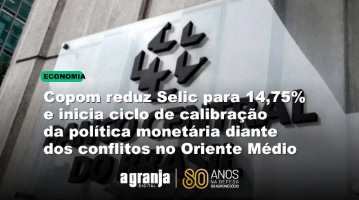 Copom reduz Selic para 14,75% e inicia ciclo de calibração da política monetária diante dos conflitos no Oriente Médio
