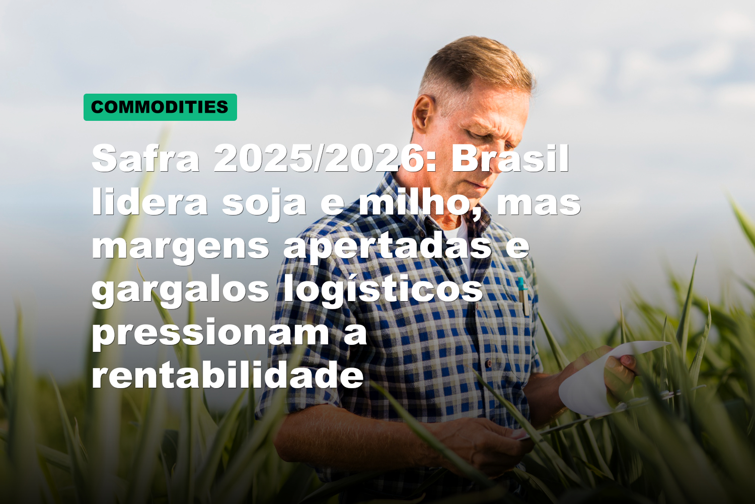 Safra 2025/2026: Brasil lidera soja e milho, mas margens apertadas e gargalos logísticos pressionam a rentabilidade