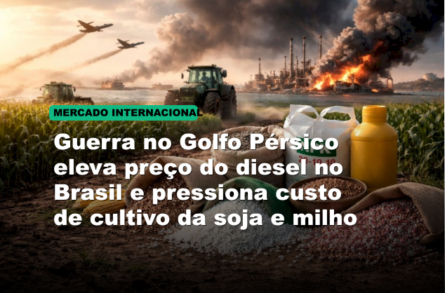 Guerra no Golfo Pérsico eleva preço do diesel no Brasil e pressiona custo de cultivo da soja e milho