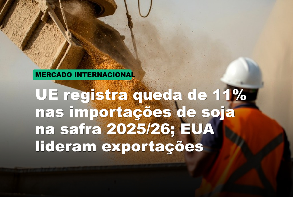 UE registra queda de 11% nas importações de soja na safra 2025/26; EUA lideram exportações