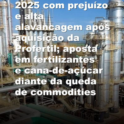 Adecoagro encerra 2025 com prejuízo e alta alavancagem após aquisição da Profertil; aposta em fertilizantes e cana-de-açúcar diante da queda de commodities