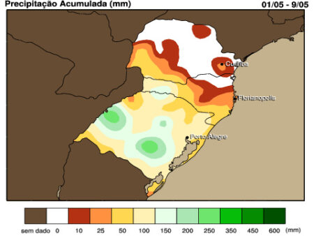 Chuva acumulada entre 01 e 10 de maio de 2023